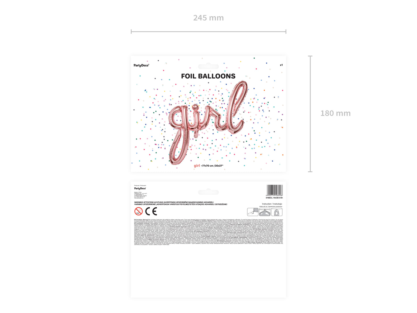 Balon de folie roze "Girl" 77 x 70 cm