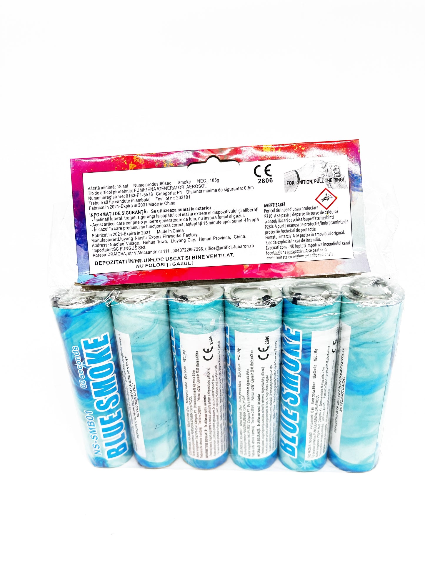 Fumigene albastre cu inel gender reveal - set 6 buc