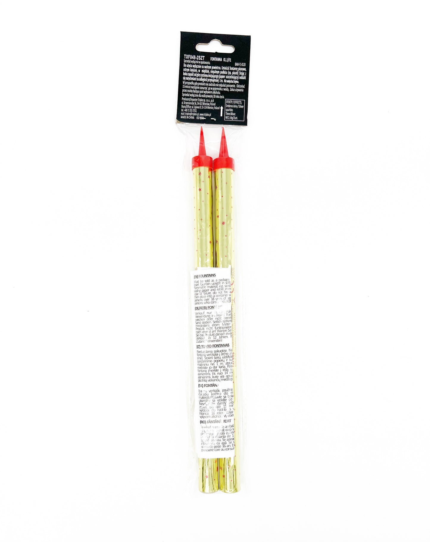 Set 2 artificii de tort aurii, 25 cm 90 sec