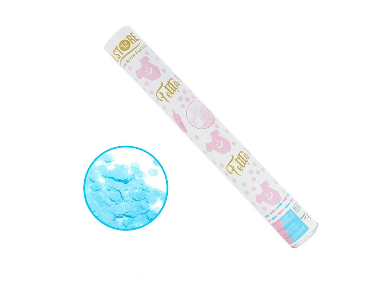 Tun confetti Gender Reveal albastru Fetita sau baietel, 40 cm