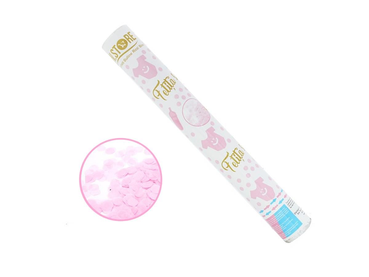 Tun confetti Gender Reveal roz Fetita sau baietel, 40 cm
