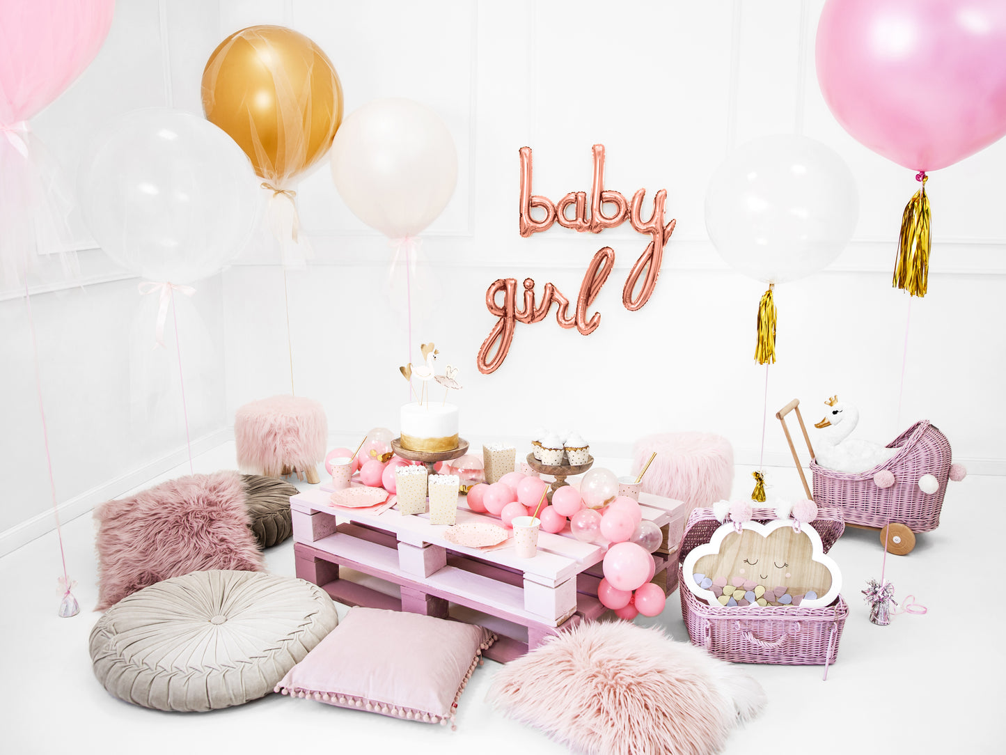 Balon de folie roze "Baby" 70 x 77 cm