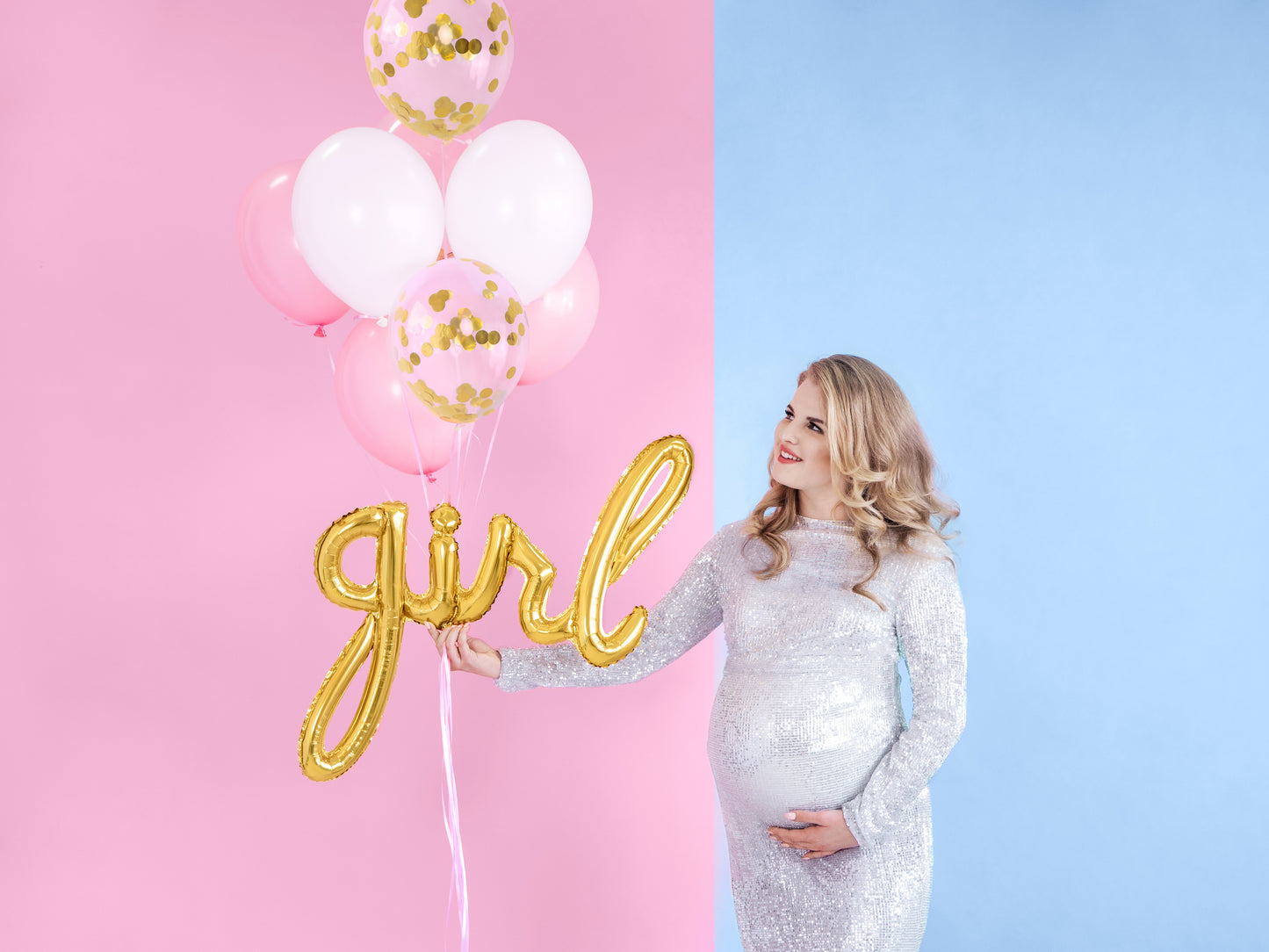 Balon de folie auriu "girl" 77 x 70 cm