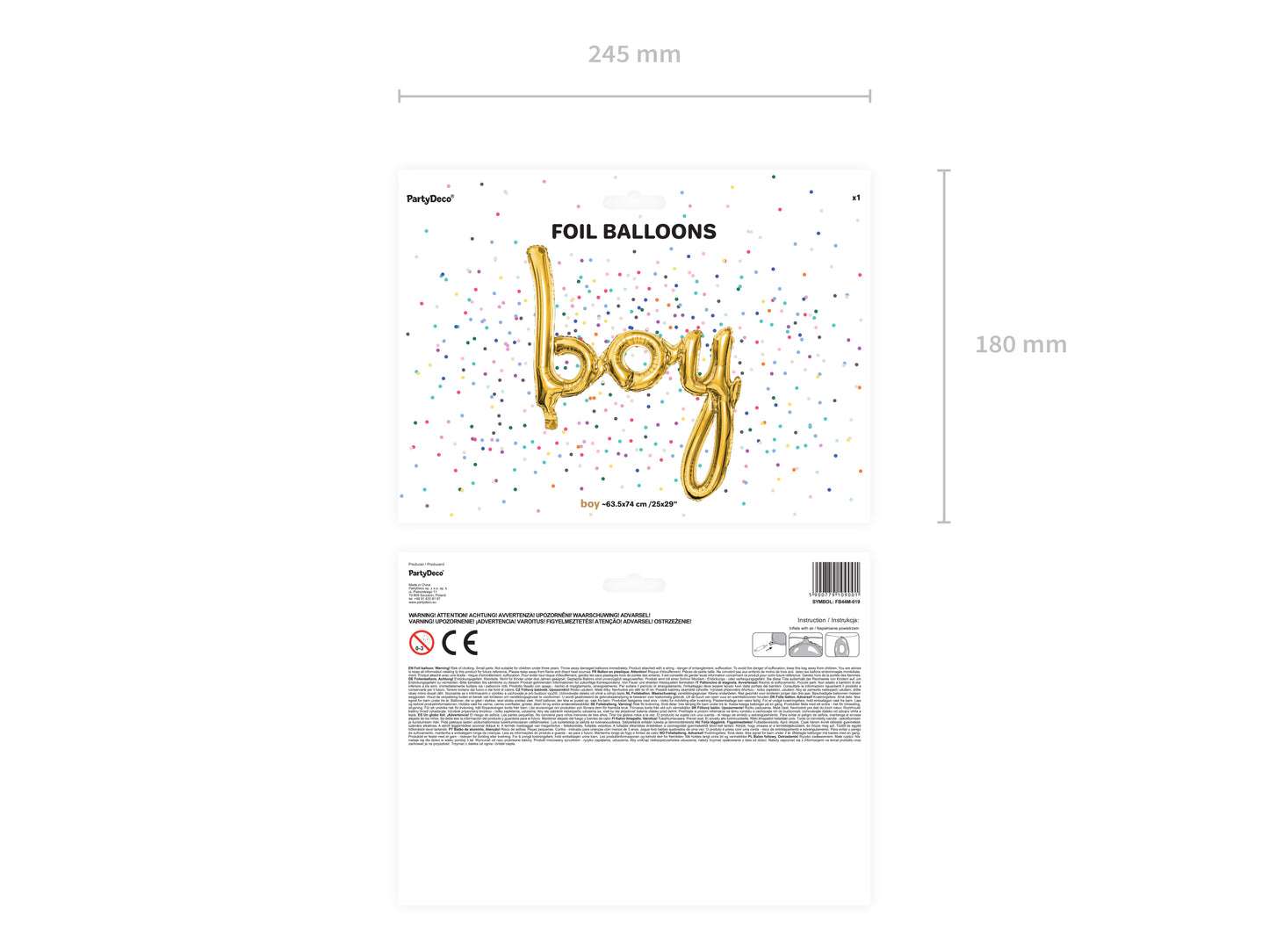 Balon de folie auriu "boy" 64 x 74 cm