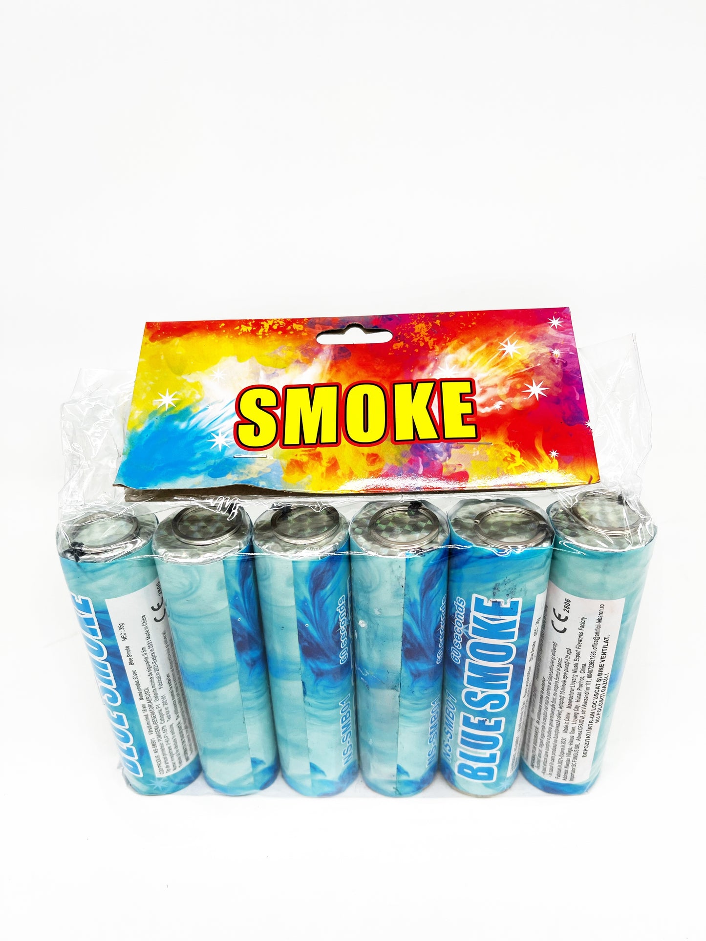 Fumigene albastre cu inel gender reveal - set 6 buc