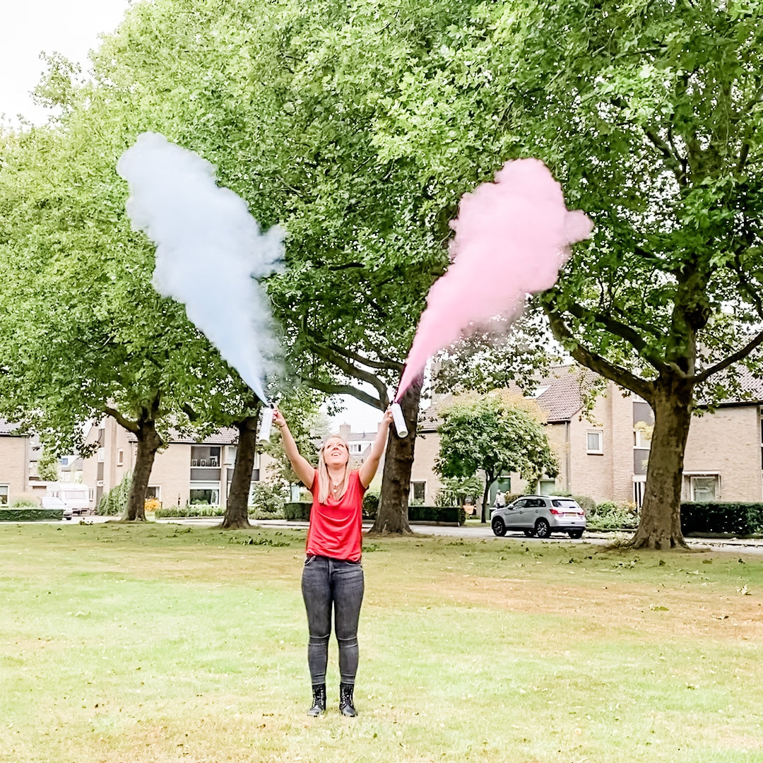 Extinctor mini cu pudra colorata roz Gender Reveal
