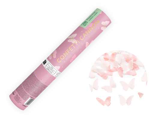 Tun confetti roz, fluturi roz, 20cm