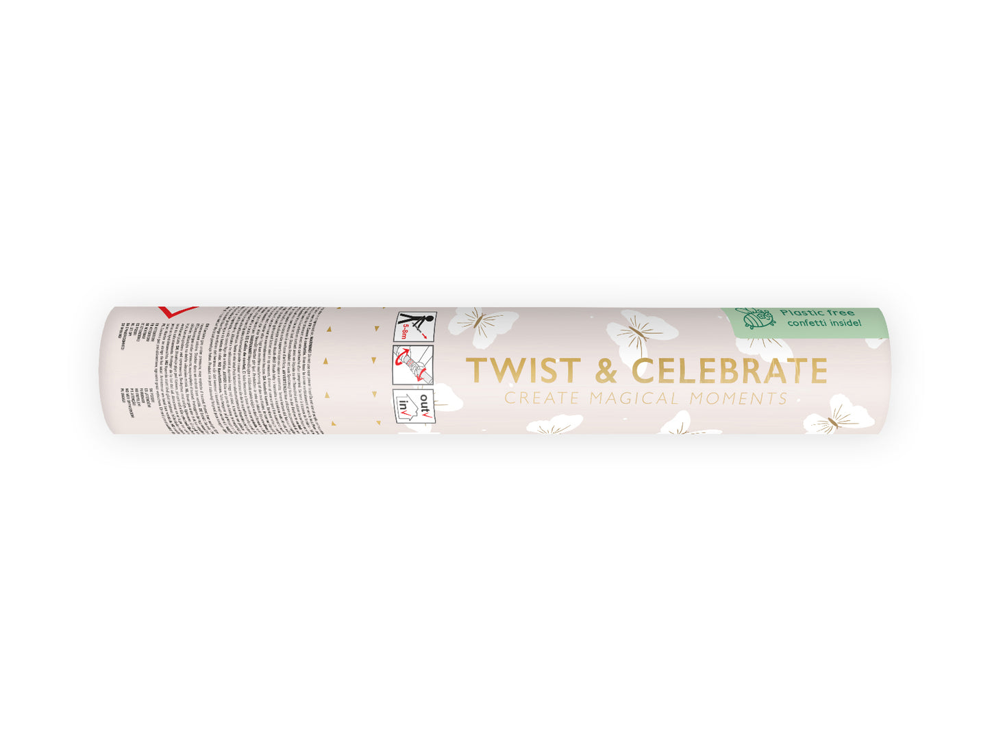 Tun confetti, fluturi albi, 20cm