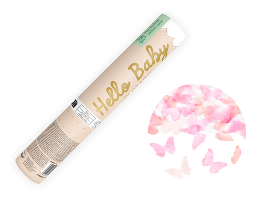 Tun confetti, fluturi roz, 20cm