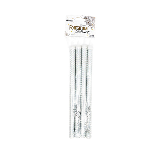 Set 4 artificii pentru tort argintii, 25 cm 90 sec