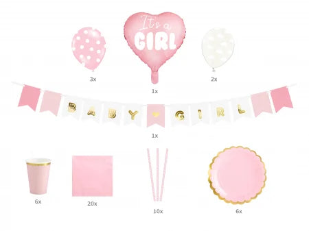 Set 49 buc decorațiuni petrecere - It's a Girl