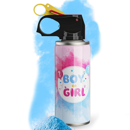 Extinctor mini cu pudra colorata albastra Gender Reveal